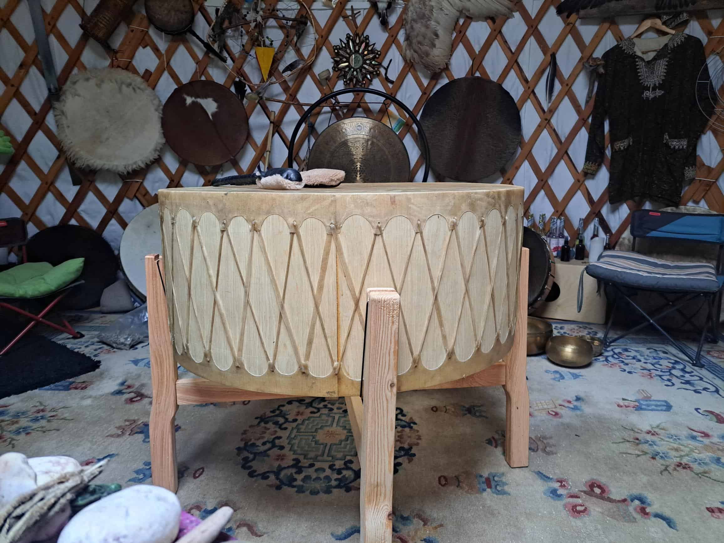 Tambour chamanique PowWow en peau de buffle d’eau - 3
