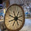 Medizintrommel Känguru & Kuh auf Eierrahmen Weide mit grünem Opal | Linienmuster | Shaman.nl
