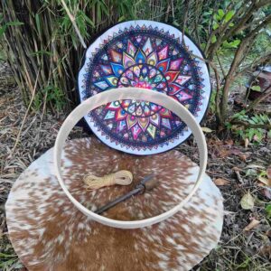 Offre groupée : kit de tambour chamanique DIY 60 cm en peau de chèvre avec sac mandala